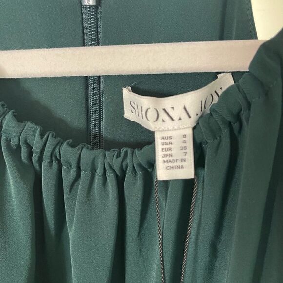 New Shona Joy High Neck Ruched Dress in Green size 4 - Picture 9 of 12
